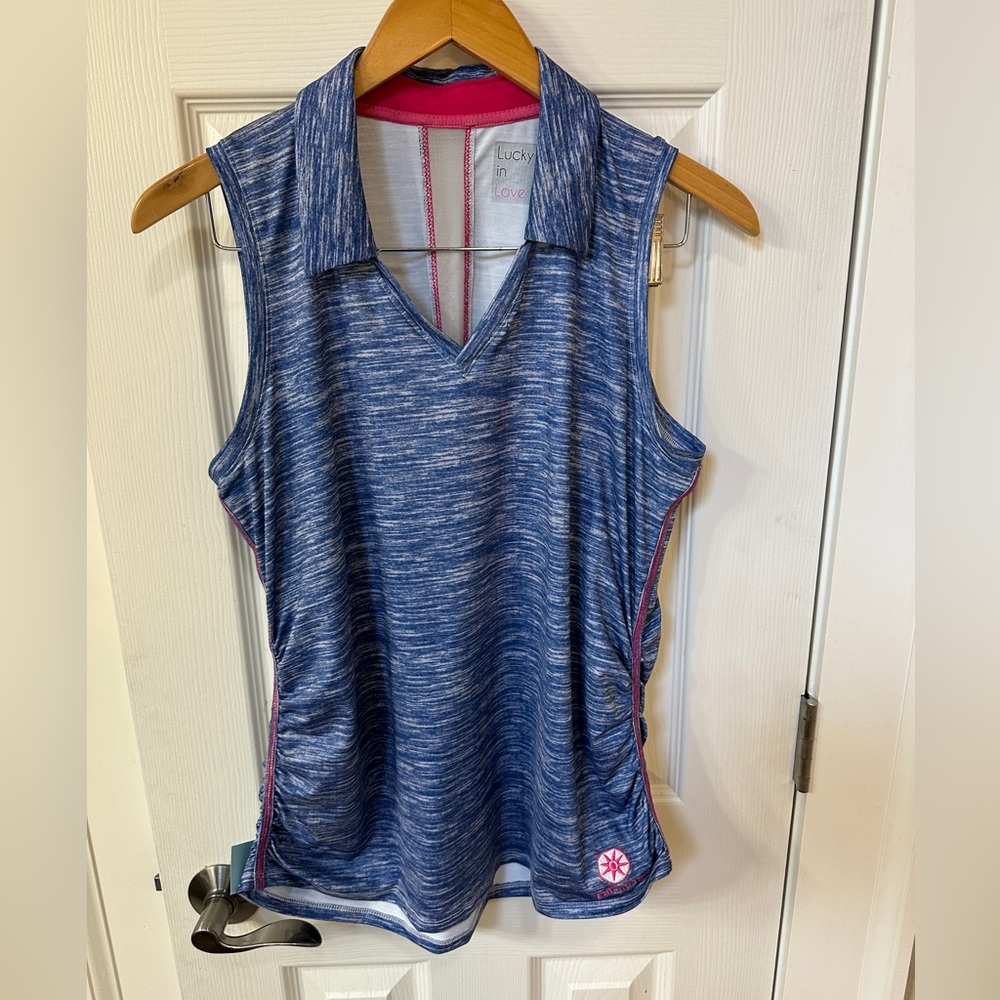 Lucky in Love Cabo Del Sol Blue Tank Top Golf Tennis Pickleball